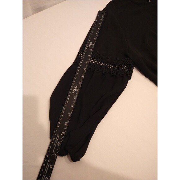 Ava & Viv 2X Black Long Sleeve Dress Shirt Blouse Top Lace Insets core basic - Picture 4 of 10